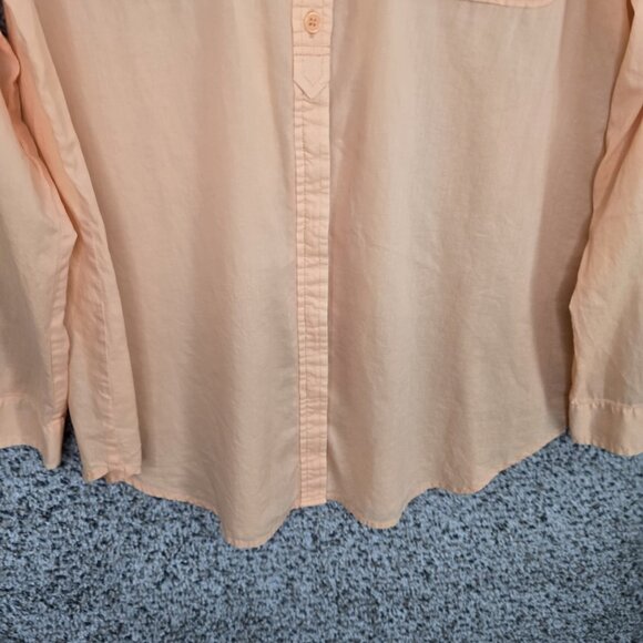 Chicos Top Womens 1 US Medium Orange Button Up Semi Sheer Roll Tab Sleeve Ladies - Picture 5 of 7